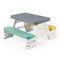 Dolu: Picnic Table for 4: White, Green, Yellow - Indoor/Outdoor, Bench Seating, Durable Waterproof Plastic Toy, 30.3 x 28 x 17", Toddler Kids Age 2+